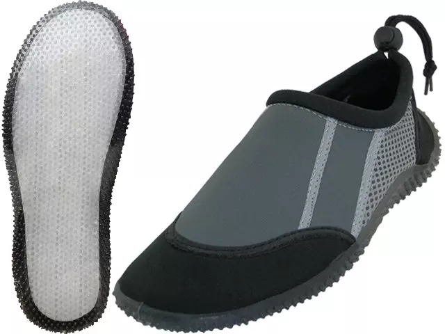 S1186-L - Wholesale Women's "Wave" Nylon Upper Clear Super Soft None Marking Outsole Water Shoes — Black/Gray (S1186-L) / 3-10 Assorted