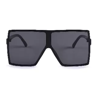 Gradient Lens Oversized Shield Sunglasses in Black P10353-Black