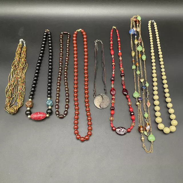 Vintage to Modern Beaded & Multi-Strand Costume Jewelry Necklace Lot of 8