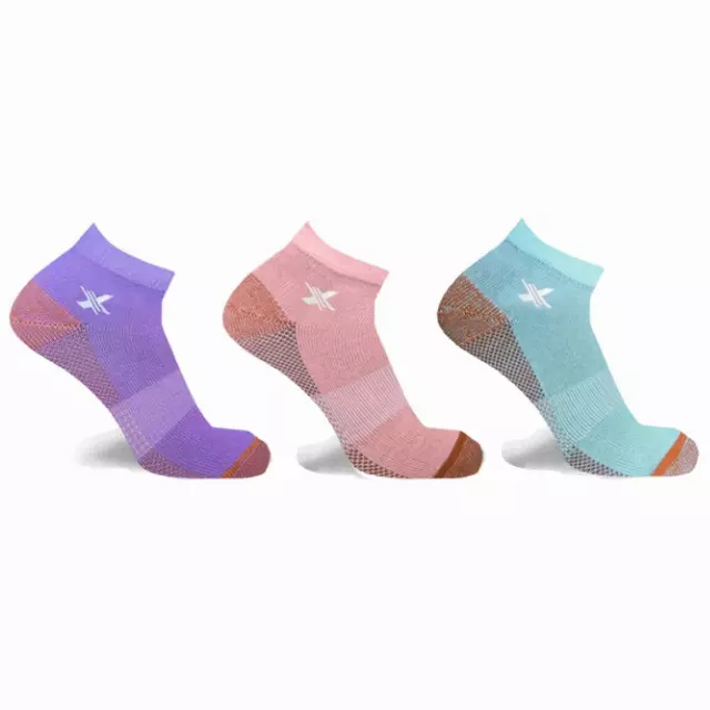 COPPER-INFUSED ANKLE SOCKS (3-PAIRS PACKED TOGETHER) — Pastel / Large/XL