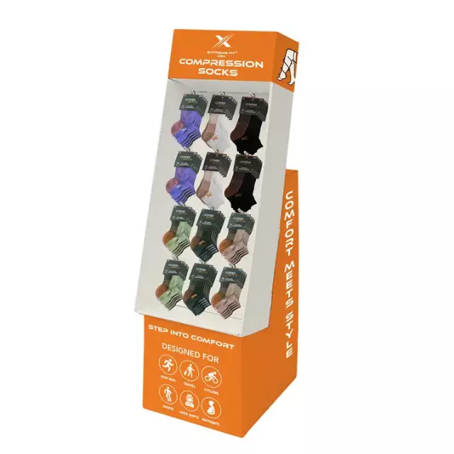 48-PAIRS ANKLE COMPRESSION SOCKS WITH FREE DISPLAY · SKU FD-ORA-ANK-2