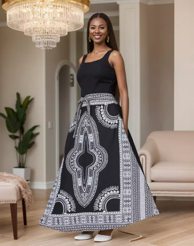 6007 - Dashiki Wrap Skirt With Scarf- ON SALE!! - $12.50 Each- 3 pcs in a pack