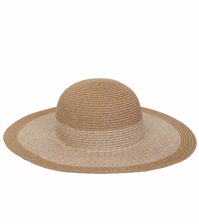 Magid Straw Two Tone Color Block Floppy Sun Hat — NATURAL/MIX