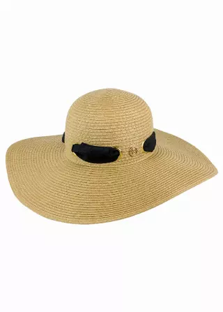 Adrienne Vittadini Straw Grommet Ribbon Large Brim Floppy Hat — WHITE