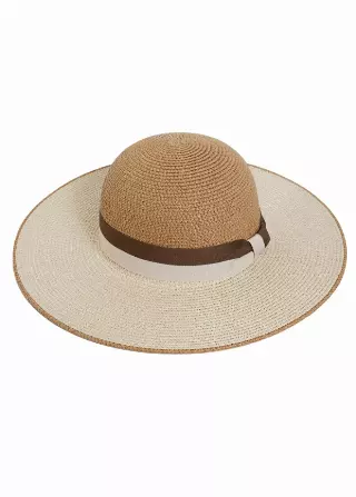 Max Studio Contrast Ribbon Straw Floppy Hat — TOAST