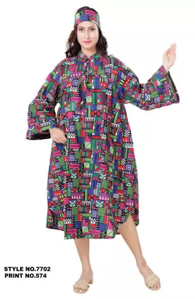 7702DRESS- ON SALE!!! African Tunic Dress (3 PCS PRE-PACK) - $10.00 EACH — One Size (4 - 24) / Print-574