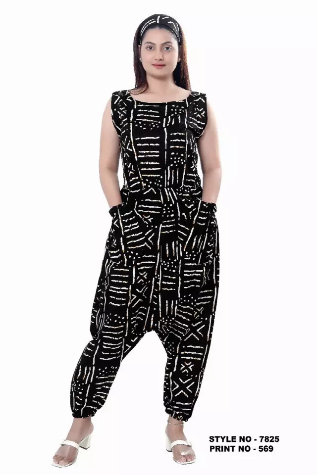 7825 - African Wax Jumpsuit (3 PCS PRE-PACK) - $15.00 Each — One Size (4 - 26) / Print-569
