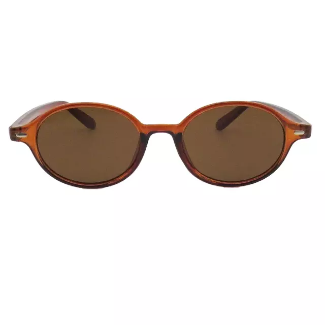 Vintage Round Framed Sunglasses with Silver Bar Side Details and Slim Temples P11131