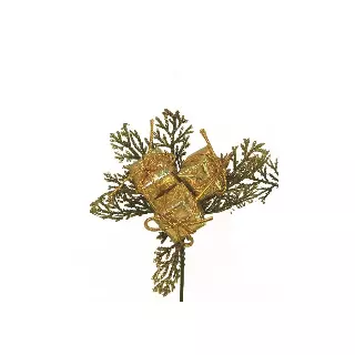 CEX04430Gold – 7” Glitter Pine Package Pick- Min 1 dz – Case Pk 120 dz
