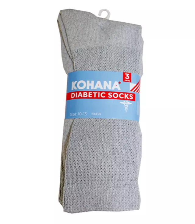 Diabetic Socks - 10-13 Grey Crew Sport Socks - 3 Pair - 5393-3