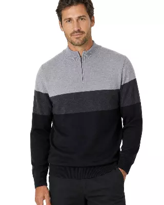 Men's Striped Quarter Zip Sweater #WXX-26 — W124 / S-M-L-XL