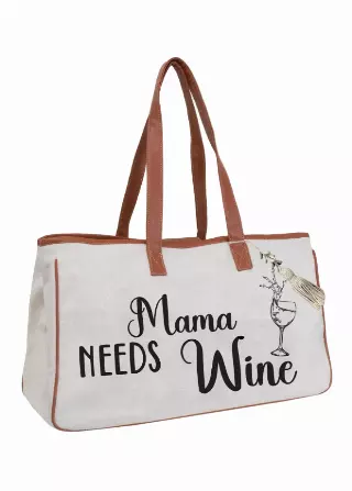 Magid Canvas Wine Tote "MAMA NEEDS WINE"