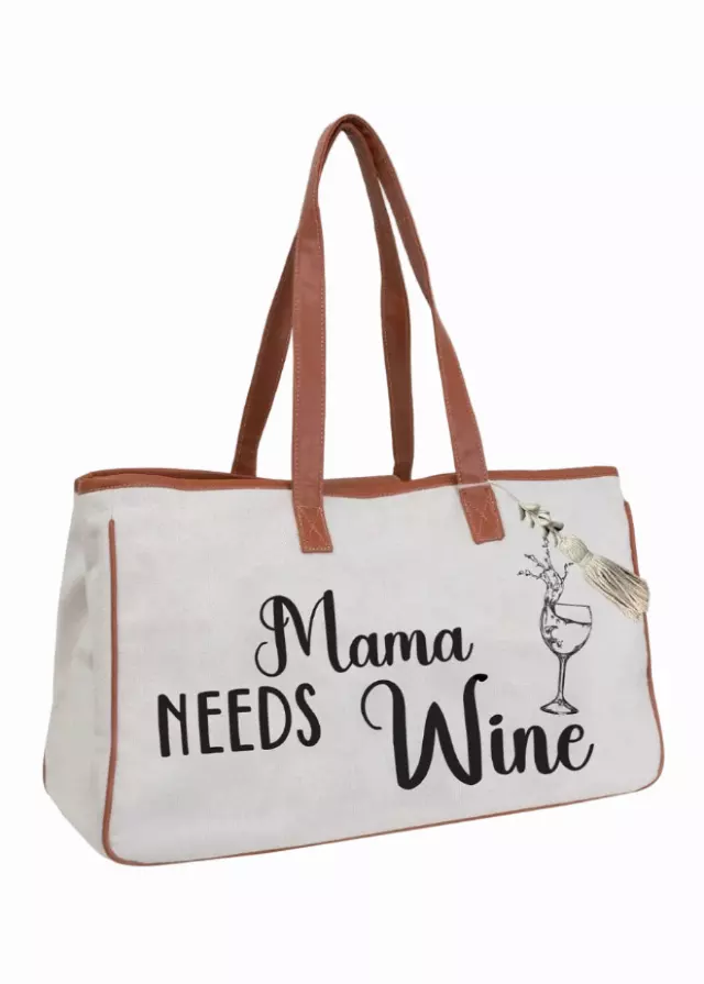 Magid Canvas Wine Tote "MAMA NEEDS WINE"
