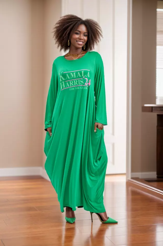 ON SALE!! 24035 - "Kamala Harris" Dress- For She Leads (2 Colors) - One Size ($5 Each) — 3-Pcs PRE-PACK / Green