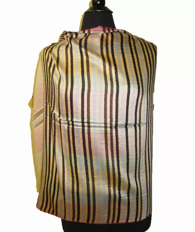 10982 Stripe Design Pashmina — Camel