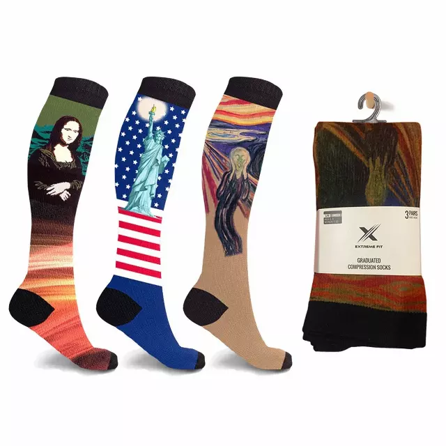 Famous Art Paintings Compression Socks - 3 PAIRS PACKED TOGETHER — Small/Medium · SKU EF-3LOUCS-M