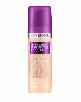 Covergirl Simply Ageless Skin Perfector Essence Foundation, 20 Light, Tinted Skincare Makeup Hybrid, Sheer Tint, Radiant Finish, Glowy Finish, Vegan Formula, 1.0oz
