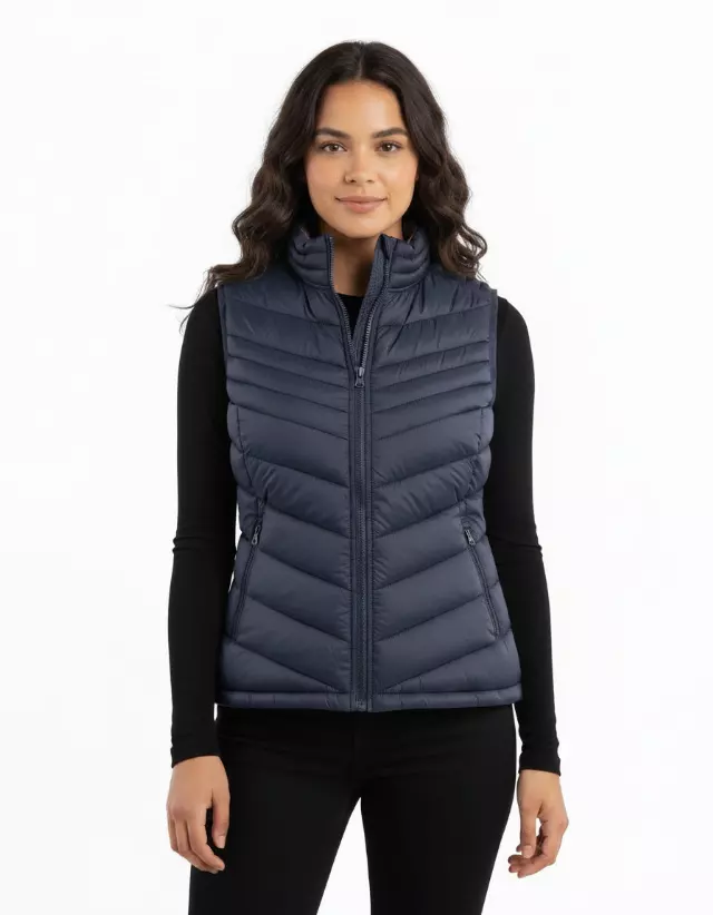 Reversible Quilted Vest — Navy/Mauve / S-M-L-XL