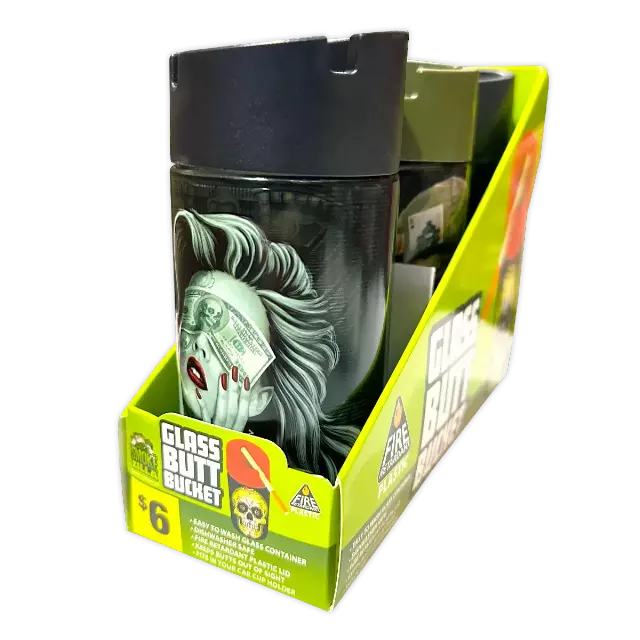 Full Print Glass Butt Bucket Ashtray - 3 Pieces Per Retail Ready Display 41528