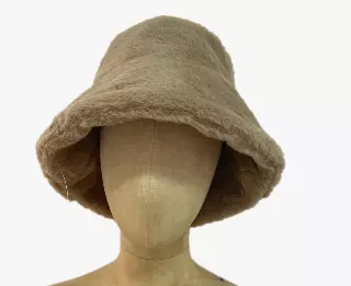 HX602 Solid Color Faux Fur Bucket Hat — Camel