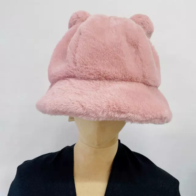 HX613 Pom Pom Fur Bucket Hat — Pink