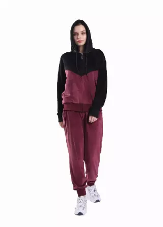 Women's Velvet Hooded Sweatshirt and Sweatpants 2 Pc Set- Style #LJS500-$15.00/Unit - 12pcs/cs - PLEASE SEE DESCRIPTION — Burgundy
