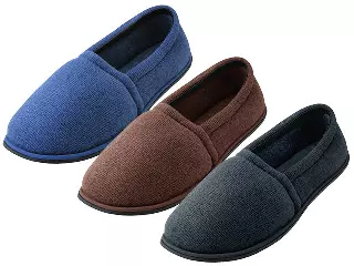 S4049-M - Wholesale Men's "Easy USA" Pain Relief Cotton Terry Upper Close Toe & Close Back House Slippers — Assorted - Black, Brown & Navy (S4049-M) / XL