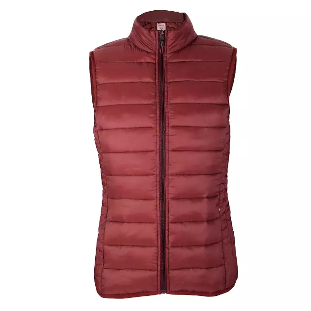 Women’s Solid Full Zip Puffer Vest - Style #LV806 -$10.90/Unit 12 PC — S-XL (WHOLESALE) / Merlot