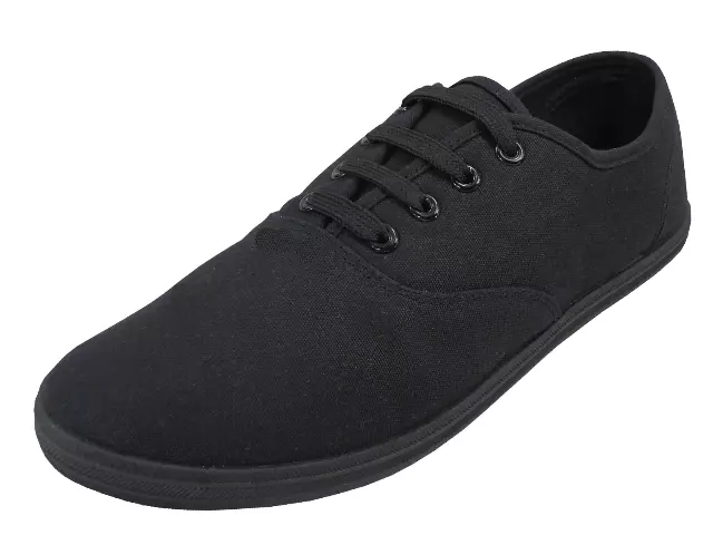S324M - Men's "Easy USA" Comfortable Casual Canvas Lace Up Shoes — Black (S324M-BB) / 12