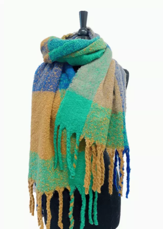 BF157 Plaid Pattern Winter Scarf — Green