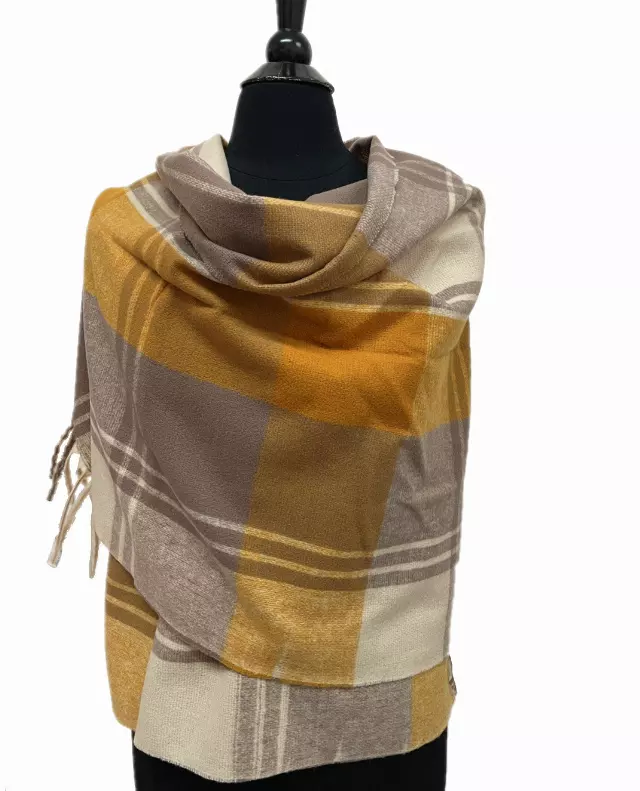 BF156 Plaid Pattern Winter Scarf — Yellow