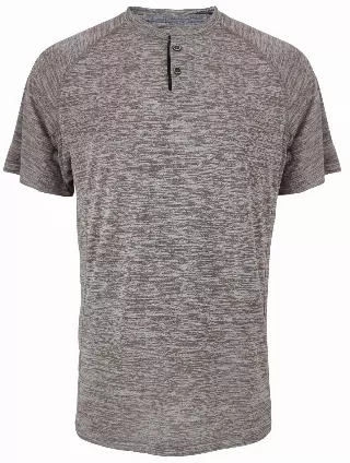 Men's Performance Henley Shirt w/ Mélange - Style #LHT9- $7.50 /Unit MINIMUM 24 PCS - PLEASE SEE DESCRIPTION - S-2XL — Brown