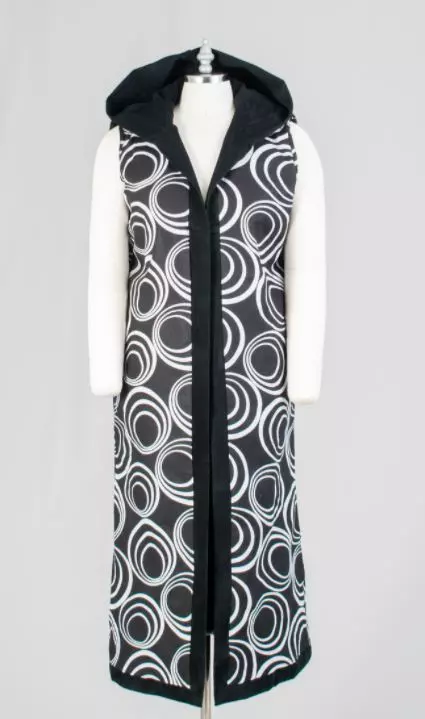 9028- Reversible Suede Luxe Hooded Vest Duster - pcs PRE-PACK) (ON SALE - $15 Each) — One Size / Print-174