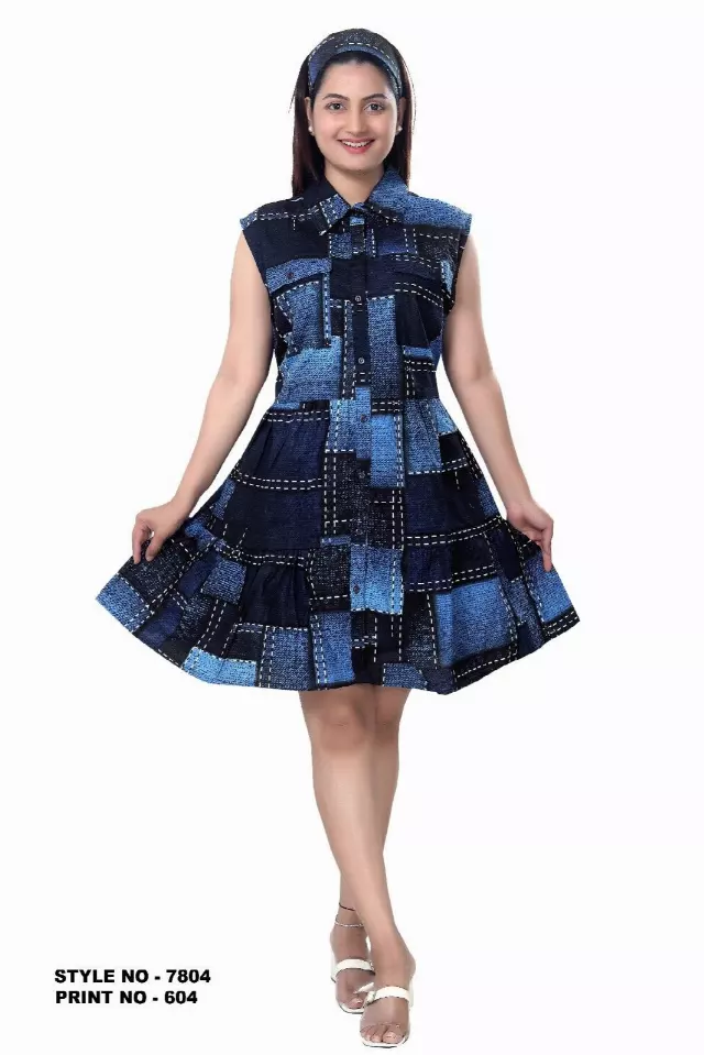 7804 - Button Down Authentic African Short Dress (3 PCS PRE-PACK) - $18.00 EACH — One Size (4 - 24) / Print-604