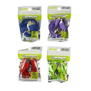 Charging Cable USB to Lightning Flat 3FT - 4 Pieces Per Pack 21562