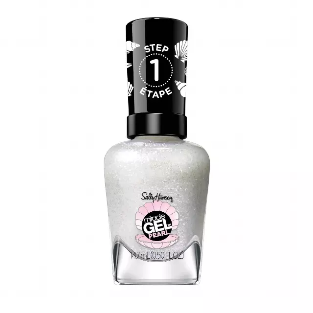 Sally Hansen Miracle Gel Pearls Salon Quality Nail Polish | Gel-Like Formula, Two-Step System, No UV Light Needed, Long Lasting | Sheer | 909 Moonlight Mist | Light Gray Shimmery Nail Polish