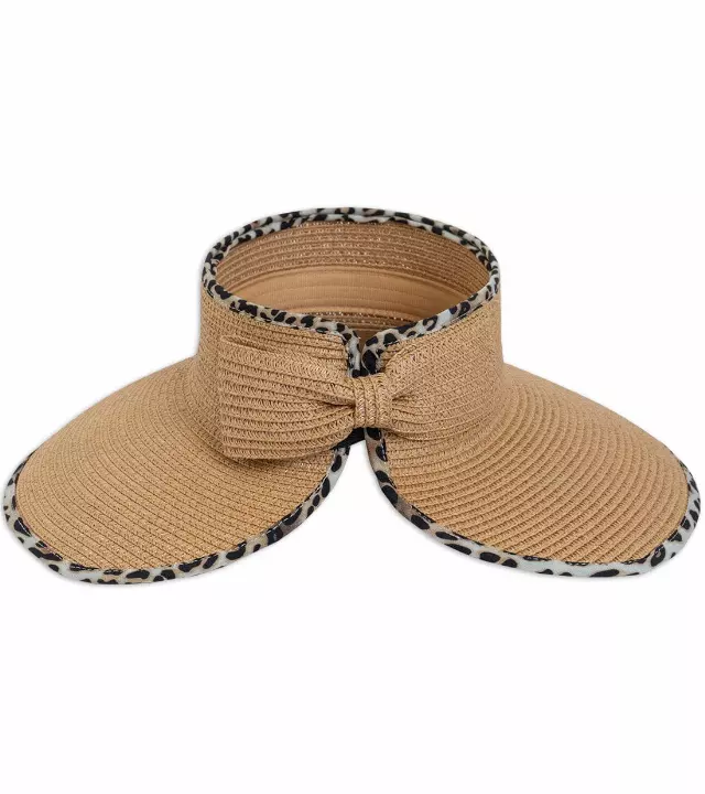 Magid Leopard Print Straw Roll Up Visor — TOAST