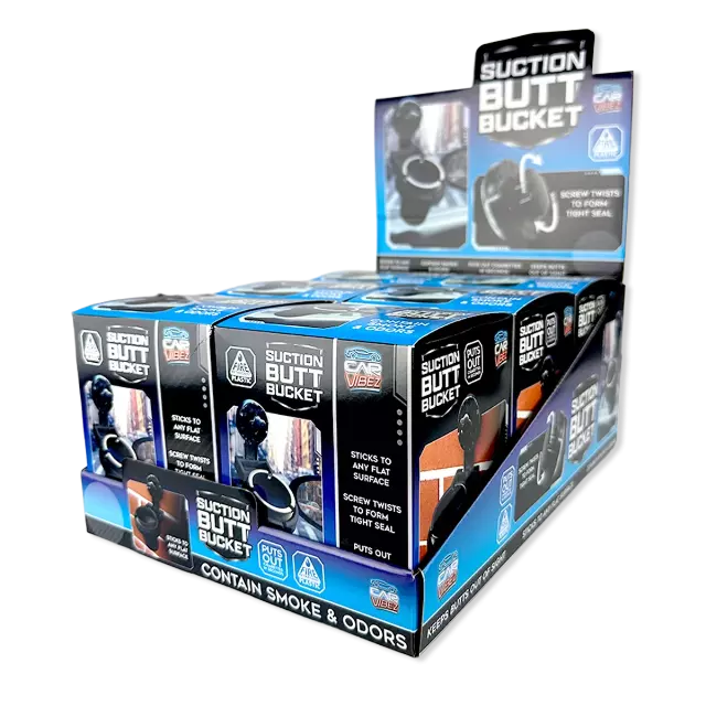 Suction Butt Bucket Ashtray - 6 Pieces Per Retail Ready Display 26259