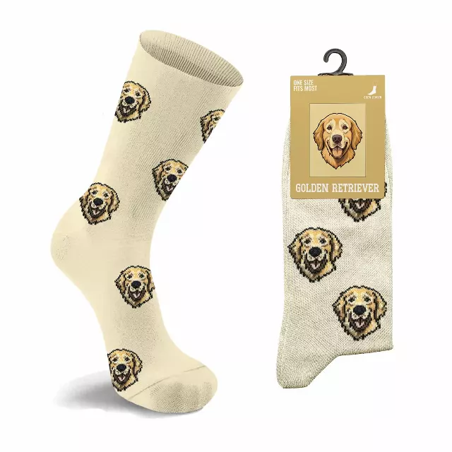 Unisex Dog Crew Socks – Soft Cotton Blend Everyday Comfort — Golden Retriever