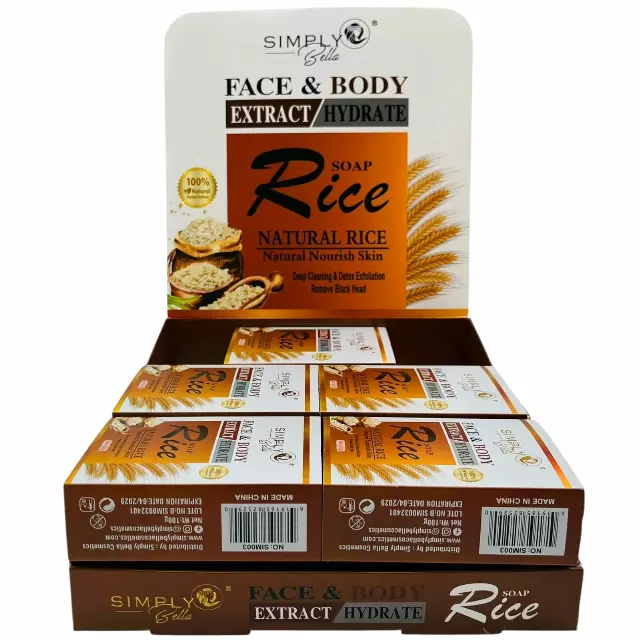 Simply Bella Natural Rice Soap - Wholesale Display 12 Units (SIM003)