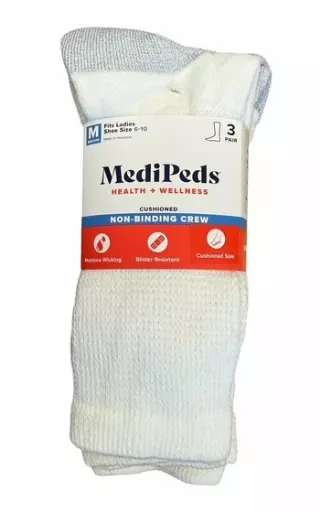 #6-MP-1724907 Women’s MediPeds Half Cushion Crew Socks – $1.50 per pack 3 (20 Packs)