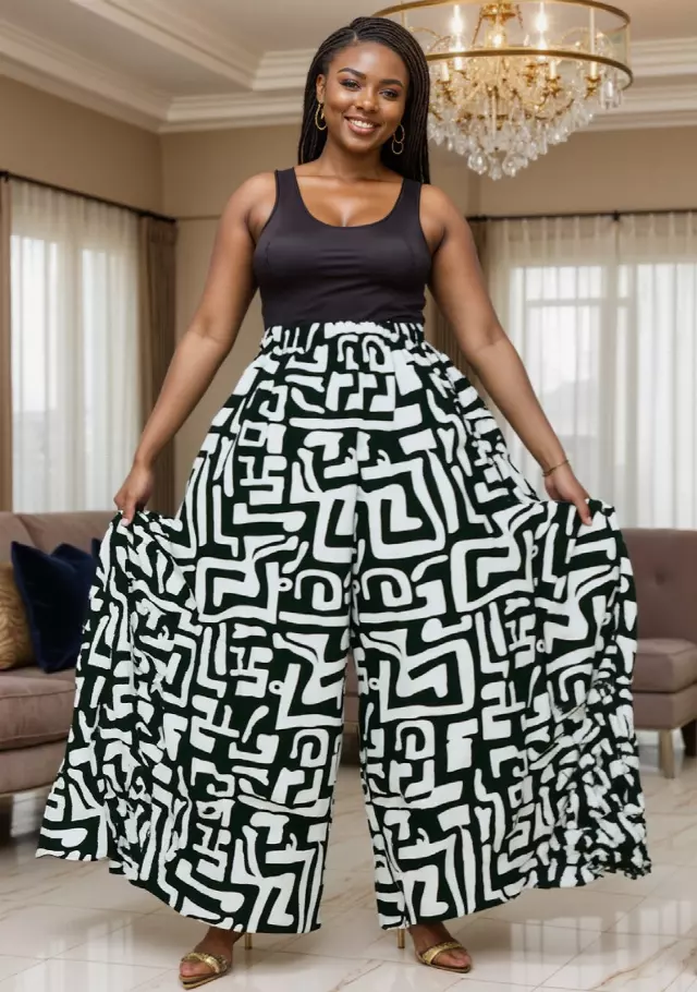 240 - NEW PRINT ALERT!! Ankara Palazzo Pants With Big Side Pockets (3 PCS PRE-PACK) - $20.00 Each — One Size (4 - 24) / Print-618