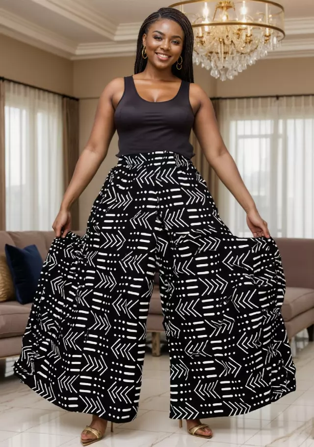 240 - NEW PRINT ALERT!! Ankara Palazzo Pants With Big Side Pockets (3 PCS PRE-PACK) - $20.00 Each — One Size (4 - 24) / Print-617C