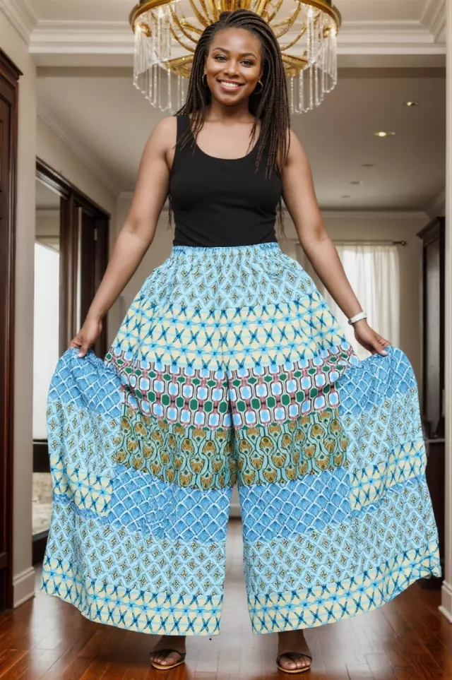 240 - NEW PRINT ALERT!! Ankara Palazzo Pants With Big Side Pockets (3 PCS PRE-PACK) - $20.00 Each — One Size (4 - 24) / Print-654