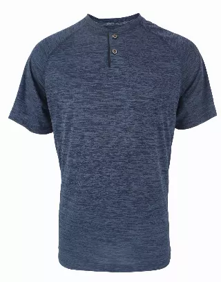 Men's Performance Henley Shirt w/ Mélange - Style #LHT9- $7.50 /Unit MINIMUM 24 PCS - PLEASE SEE DESCRIPTION - S-2XL — Navy