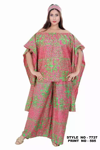 7737 -Off Shoulder 2 pcs Set - $28.00 Each (3 pcs per pack) — Free Size / Print-585