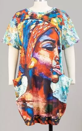 22055 ON SALE!!! Face Print Tunic Dress - One Size (3-PCS PRE-PACK) ($10.00 Each)