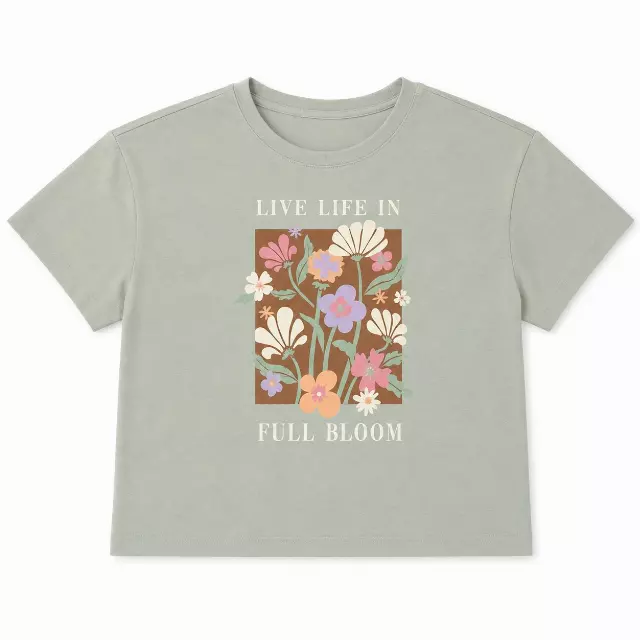 JUNIOR GIRLS GRAPHIC CROPPED T-SHIRT GREEN
