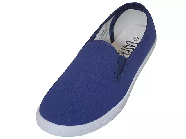 S316M - Men's "Easy USA" Slip on Twin Gore Upper Canvas Shoes — Navy (S316M-N) / 7-13 Assorted