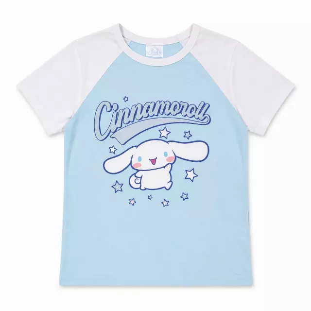 JUNIOR GIRLS CINNAMOROLL RAGLAN T-SHIRT WHITE/BLUE